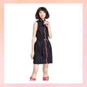 Hunter Women's Black Sleeveless Windbreaker Vest Size M Red Zip Hooded Packable